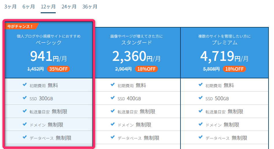 ※12ヶ月契約の割引キャンペーン
