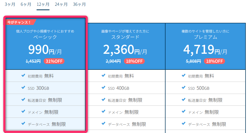※12ヶ月契約の割引キャンペーン